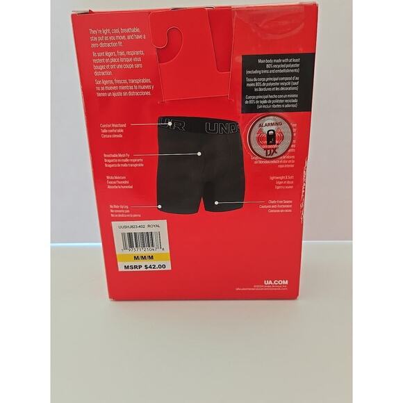 Under Armour UA 3 Pack Performance Tech 6" Boxerjock Three Boxer Briefs Blue - Picture 5 of 8